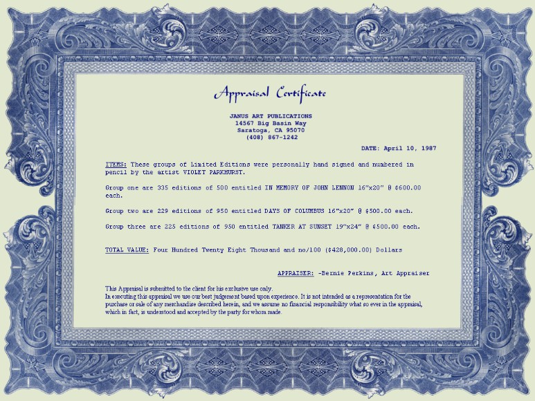 Appraisal Certificate